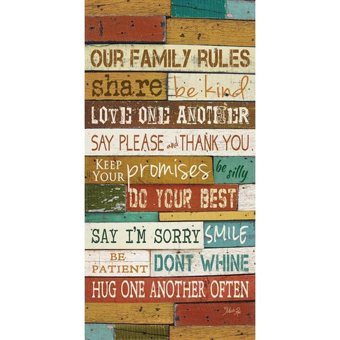 Our Family Rules White Modern Wood Framed Art Print by Rae, Marla