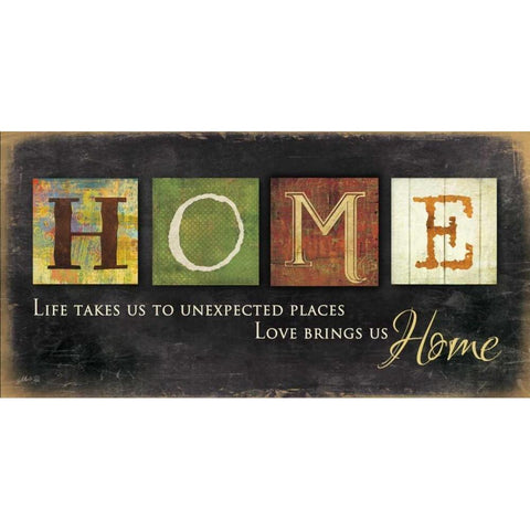 Home - Love Brings Us Black Modern Wood Framed Art Print with Double Matting by Rae, Marla