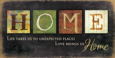 Home - Love Brings Us Black Ornate Wood Framed Art Print with Double Matting by Rae, Marla