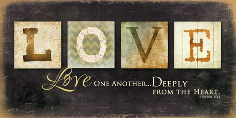 Love One Another Black Ornate Wood Framed Art Print with Double Matting by Rae, Marla