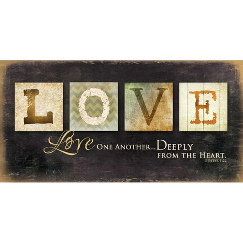 Love One Another Black Modern Wood Framed Art Print with Double Matting by Rae, Marla