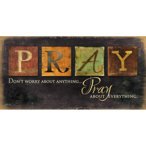 Pray - Dont Worry White Modern Wood Framed Art Print by Rae, Marla