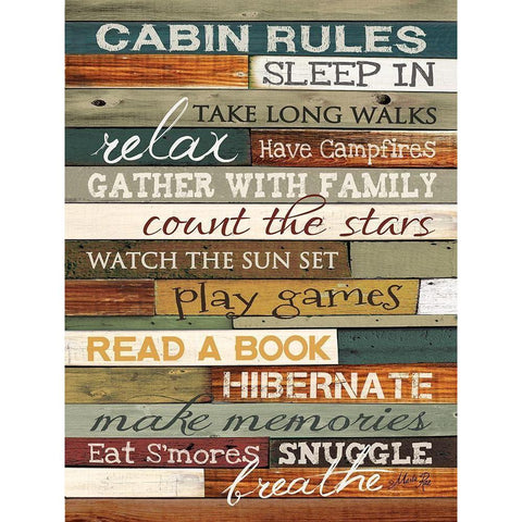 Cabin Rules White Modern Wood Framed Art Print by Rae, Marla