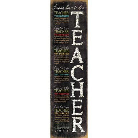 Born to be a Teacher White Modern Wood Framed Art Print by Rae, Marla