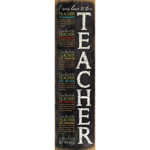 Born to be a Teacher Gold Ornate Wood Framed Art Print with Double Matting by Rae, Marla