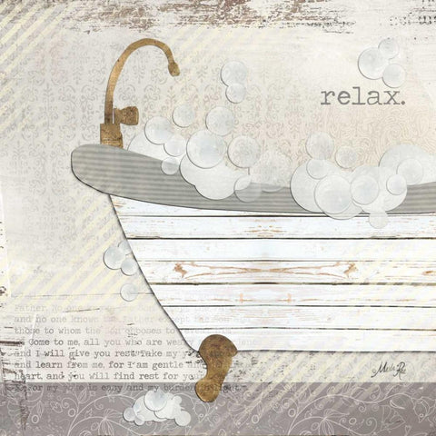 Relax White Modern Wood Framed Art Print by Rae, Marla