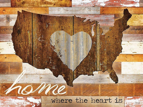 Home - Where the Heart Is Black Ornate Wood Framed Art Print with Double Matting by Rae, Marla