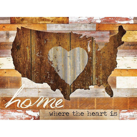 Home - Where the Heart Is Black Modern Wood Framed Art Print with Double Matting by Rae, Marla