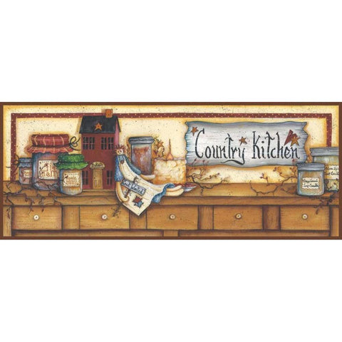 Country Kitchen Shelf Gold Ornate Wood Framed Art Print with Double Matting by June, Mary Ann