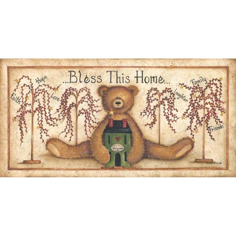 Bless This Home Black Modern Wood Framed Art Print with Double Matting by June, Mary Ann