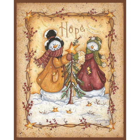 Snow Folk Hope Gold Ornate Wood Framed Art Print with Double Matting by June, Mary Ann