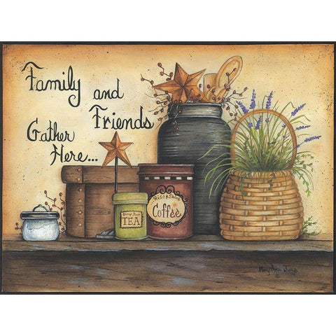 Family And Friends White Modern Wood Framed Art Print by June, Mary Ann