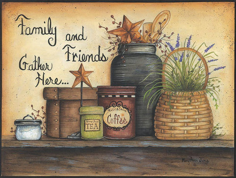 Family And Friends Black Ornate Wood Framed Art Print with Double Matting by June, Mary Ann