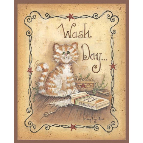 Wash Day Gold Ornate Wood Framed Art Print with Double Matting by June, Mary Ann