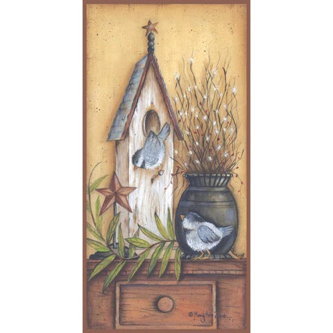 Nest for Two Black Modern Wood Framed Art Print by June, Mary Ann