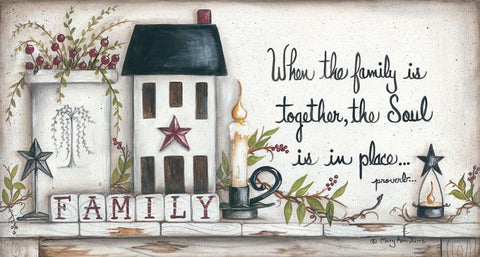 Familyâ€¦ Black Ornate Wood Framed Art Print with Double Matting by June, Mary Ann