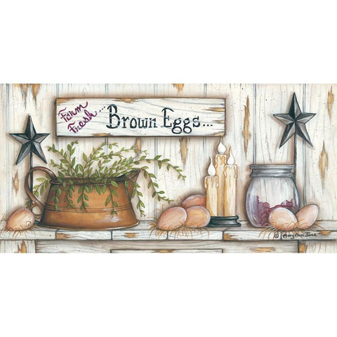 Brown Eggs Gold Ornate Wood Framed Art Print with Double Matting by June, Mary Ann