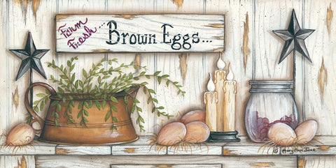 Brown Eggs White Modern Wood Framed Art Print with Double Matting by June, Mary Ann