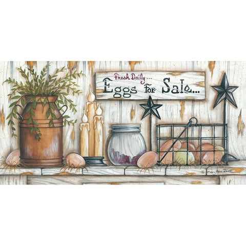 Eggs for Sale Black Modern Wood Framed Art Print with Double Matting by June, Mary Ann