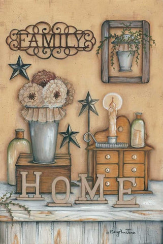 Family Black Ornate Wood Framed Art Print with Double Matting by June, Mary Ann