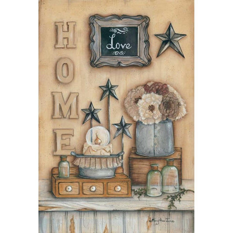 Home Gold Ornate Wood Framed Art Print with Double Matting by June, Mary Ann