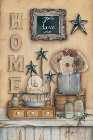 Home White Modern Wood Framed Art Print with Double Matting by June, Mary Ann