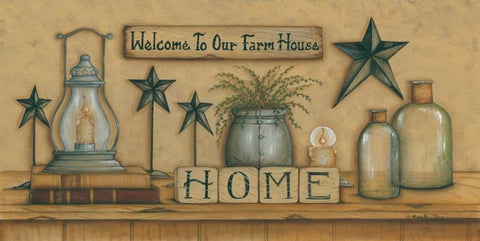 Welcome to Our Farm House White Modern Wood Framed Art Print with Double Matting by June, Mary Ann