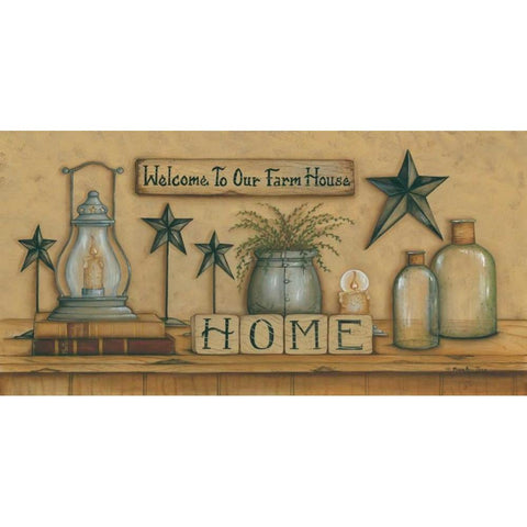 Welcome to Our Farm House Black Modern Wood Framed Art Print with Double Matting by June, Mary Ann