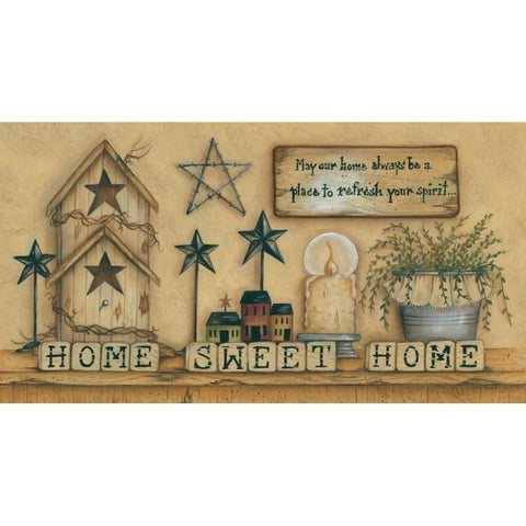 Home Sweet Home Black Modern Wood Framed Art Print with Double Matting by June, Mary Ann