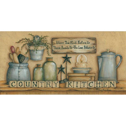 County Kitchen Black Modern Wood Framed Art Print with Double Matting by June, Mary Ann