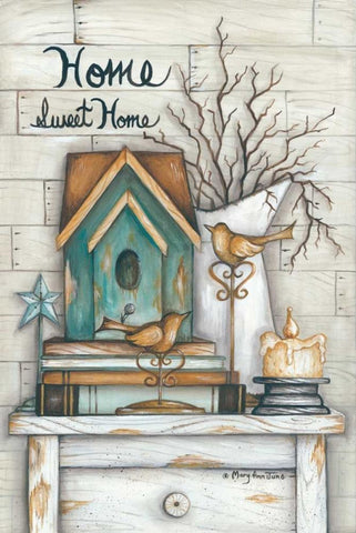 Home Sweet Home Black Ornate Wood Framed Art Print with Double Matting by June, Mary Ann