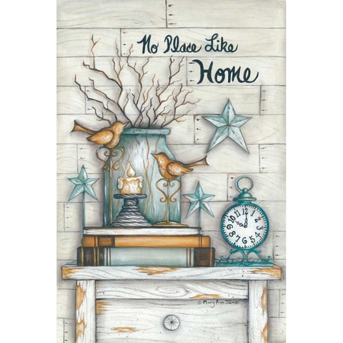 No Place Like Home White Modern Wood Framed Art Print by June, Mary Ann