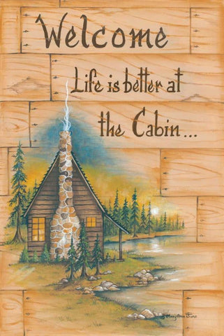 Life is Better at the Cabin White Modern Wood Framed Art Print with Double Matting by June, Mary Ann