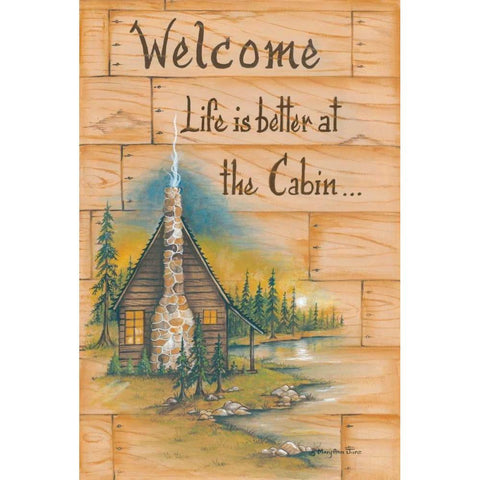 Life is Better at the Cabin White Modern Wood Framed Art Print by June, Mary Ann