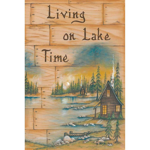 Living on Lake Time Black Modern Wood Framed Art Print with Double Matting by June, Mary Ann