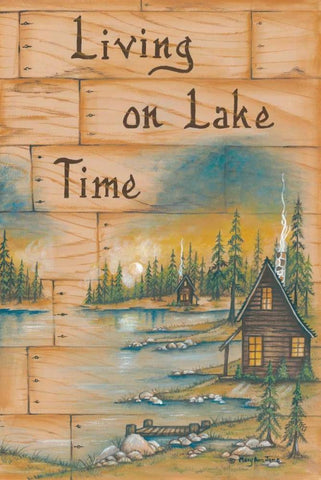 Living on Lake Time White Modern Wood Framed Art Print with Double Matting by June, Mary Ann