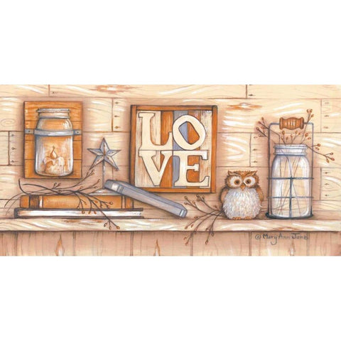 Love Black Modern Wood Framed Art Print by June, Mary Ann