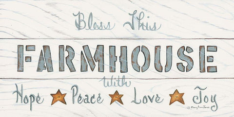 Bless This Farmhouse Black Ornate Wood Framed Art Print with Double Matting by June, Mary Ann