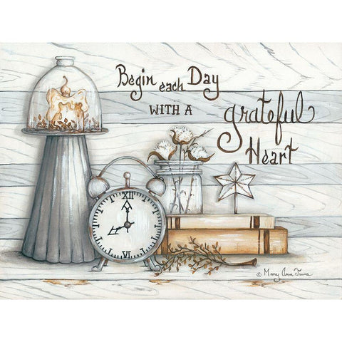 Grateful Heart White Modern Wood Framed Art Print by June, Mary Ann