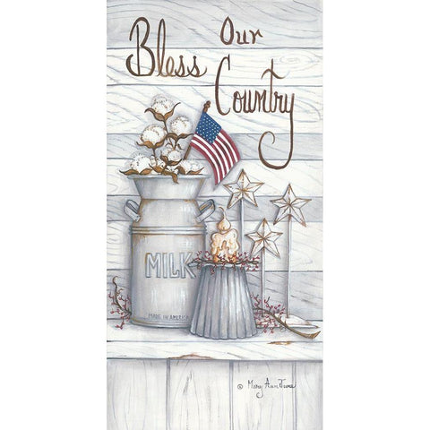 Bless Our Country Black Modern Wood Framed Art Print with Double Matting by June, Mary Ann