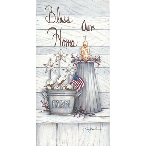 Bless Our Home White Modern Wood Framed Art Print by June, Mary Ann