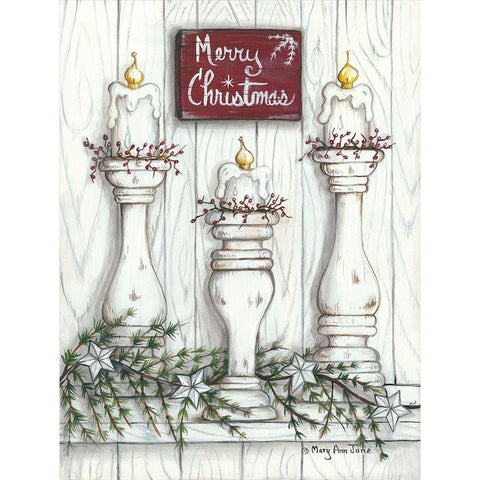 Merry Christmas White Modern Wood Framed Art Print by June, Mary Ann