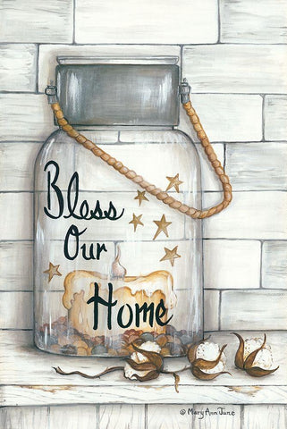 Glass Luminary Bless Our Home Black Ornate Wood Framed Art Print with Double Matting by June, Mary Ann