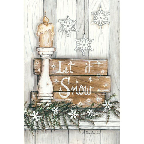 Let It Snow Snowflakes Black Modern Wood Framed Art Print with Double Matting by June, Mary Ann