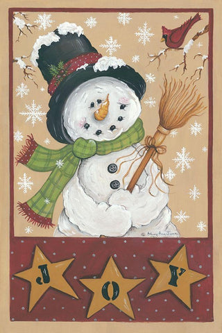 A Snowmans Joy White Modern Wood Framed Art Print with Double Matting by June, Mary Ann