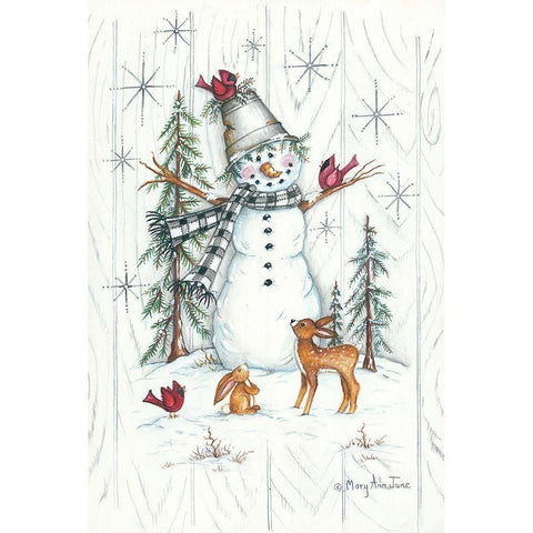 Winter Friends White Modern Wood Framed Art Print by June, Mary Ann