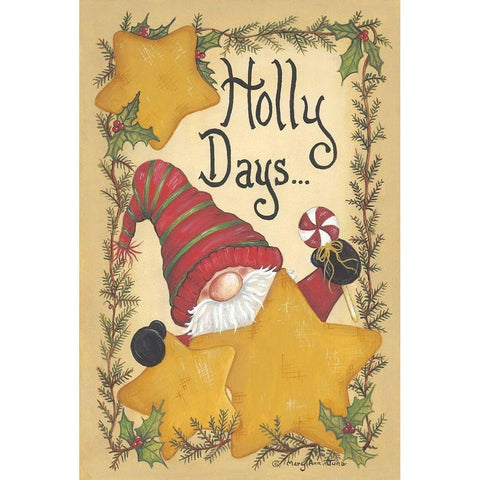 Holly Days White Modern Wood Framed Art Print by June, Mary Ann