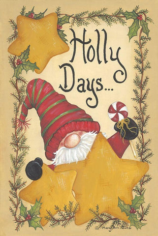 Holly Days Black Ornate Wood Framed Art Print with Double Matting by June, Mary Ann