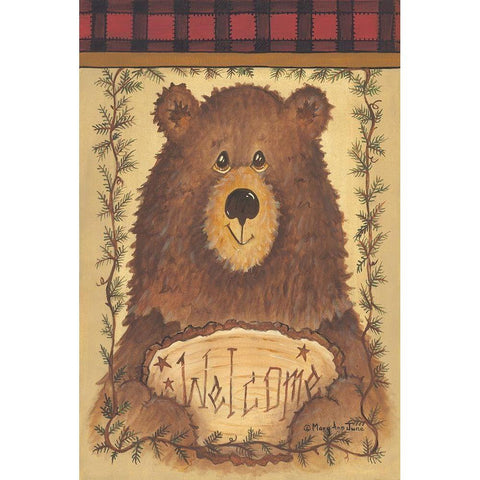 Woodsy Welcome Black Modern Wood Framed Art Print with Double Matting by June, Mary Ann