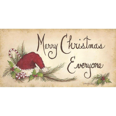 Merry Christmas Everyone White Modern Wood Framed Art Print by June, Mary Ann